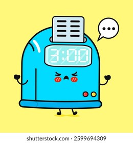 Punch Clock Cartoon. Anxious Time Clock Character with Worried Expression