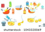Punch Cocktail recipe ingredients isolated vector colorful illustration
