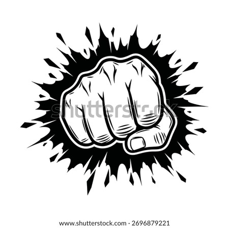 Punch Fist Blast Vector Illustration