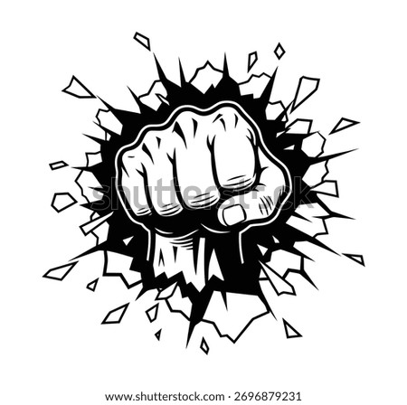 Punch Fist Breaking Wall Vector
