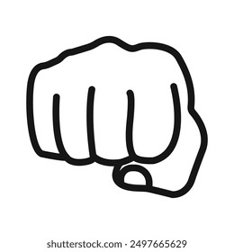 punch fist hand icon Black line art vector