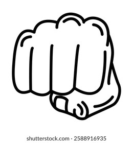 punch fist hand icon Outline vector symbol sign