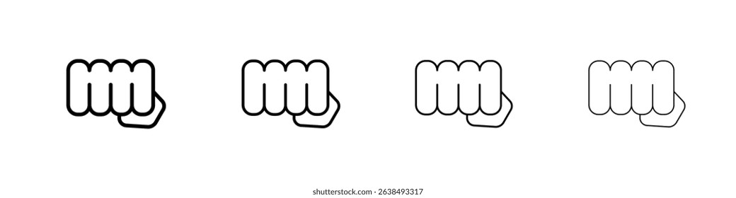 punch fist hand icon Outline sign symbol set
