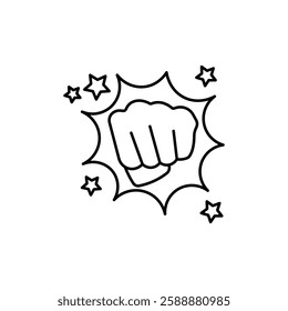 punch fist hand icon Vector logo set flat