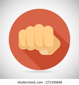 Punch Fist Hand Palm Icon Social Power Courage Determination Symbol Concept Flat Design Vector Illustration