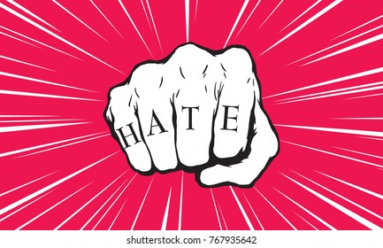 Punch fist with hate message