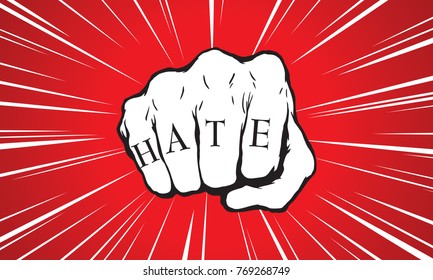 Punch Fist With Hate Message