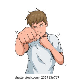 Punch, punzonado de puño, ilustración vectorial de puñetazo