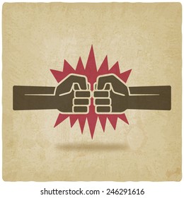 punch fists fight symbol old background - vector illustration. eps 10