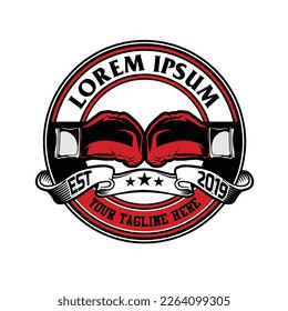 punch hand with boxing glove logo vector template