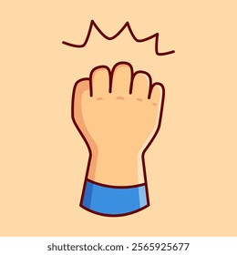 Punch Hand Gesture Vector Illustration Icon. Flat Cartoon Style