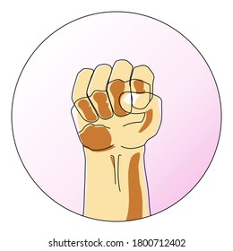 Punch hand sign illustration vector in pink circle background, concept of democracy, courage or conquest like triumph and simple gesture.