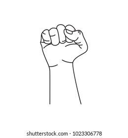 Punch hand sign line illustration vector isolated