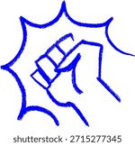 Punch Hitting Action Icon Crayon Chalk Drawing Doodle Vector