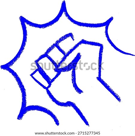 Punch Hitting Action Icon Crayon Chalk Drawing Doodle Vector