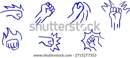 Punch Hitting Action Icon Crayon Chalk Drawing Doodle Vector