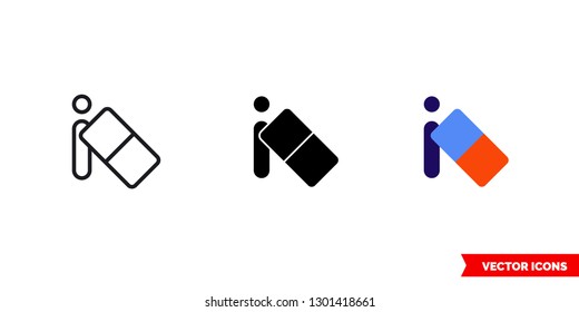 Punch hole removal icon of 3 types: color, black and white, outline. Isolated vector sign symbol.