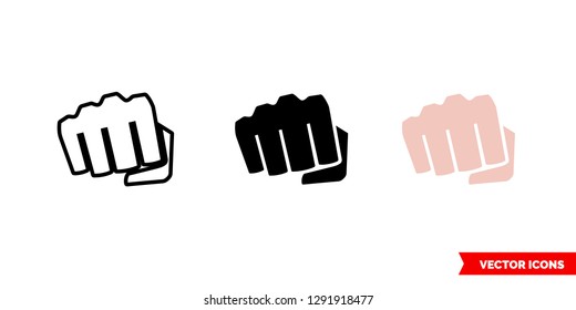 Punch icon of 3 types: color, black and white, outline. Isolated vector sign symbol.