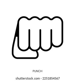 punch icon. Line Art Style Design Isolated On White Background
