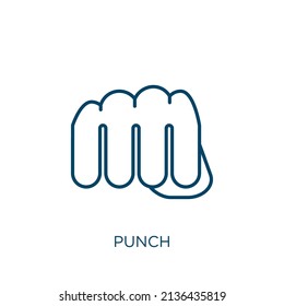 icono de punch. Icono de contorno lineal delgado aislado en fondo blanco. Signo de punción vectorial de línea, símbolo para web y móvil