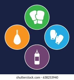 Punch icons set. set of 4 punch filled icons such as boxing gloves