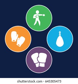 Punch icons set. set of 4 punch filled icons such as karate, boxing gloves