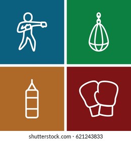 Punch icons set. set of 4 punch outline icons such as karate, boxing bag