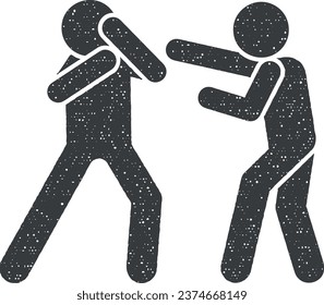 Punch men kick icon vector illustration in stamp style