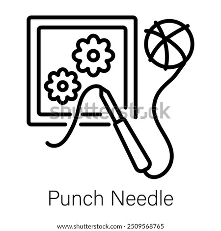 Punch needle icon designed in line style 