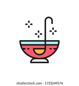 Punch, party drinks, alcohol flat color line icon. Isolated on white background