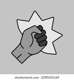 Punch, raised up clenched fist vector isolated icon. Demonstration, protest, strike, revolution. Graph symbol for your web site design, logo, app, UI