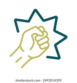 Punch, raised up clenched fist vector isolated icon. Demonstration, protest, strike, revolution. Graph symbol for your web site design, logo, app, UI