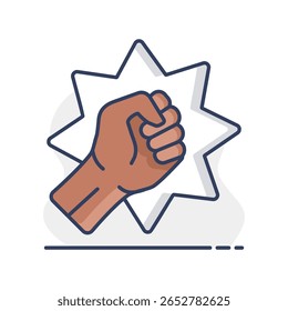 Punch, levantou o primeiro clenched vetor ícone isolado. Manifestação, protesto, greve, revolução. Símbolo de gráfico para o design, o logotipo, o aplicativo, a interface do usuário do seu site