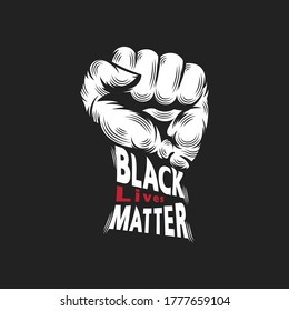 Punch and typo black lives matter design concept on dark background