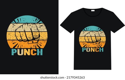 Punch  vector retro vintage t-shirt design 