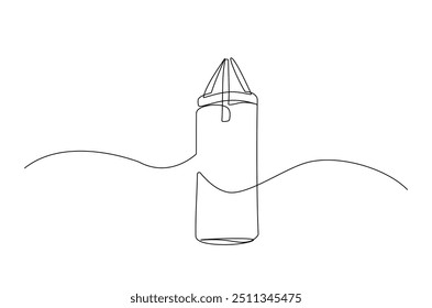 Punchbag continuous one line drawing. Heavy bag single line art illustration. Editable vector.