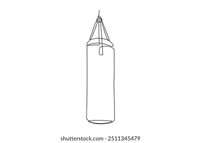 Punchbag continuous one line drawing. Heavy bag single line art illustration. Editable vector.