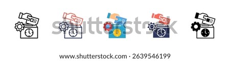 Punched Card Icon Multiple Vector Illustration
