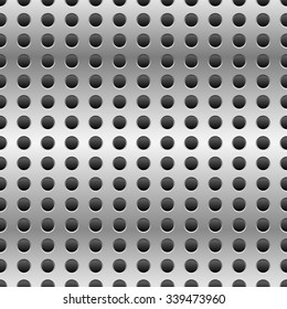 Punched or perforated metal pattern with circle holes. Repeatable.