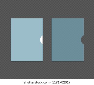 Punched pocket vector with white blank. Folder