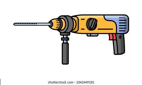Puncher construction electric tool. Flat style icon of puncher. Vector illustration.