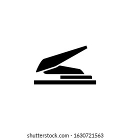Puncher icon vector in black flat shape design isolated on white background