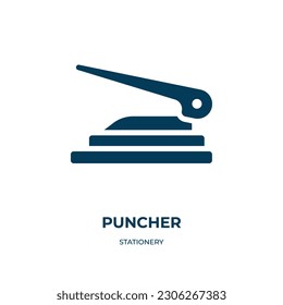 puncher vector icon. puncher, metal, document filled icons from flat stationery concept. Isolated black glyph icon, vector illustration symbol element for web design and mobile apps