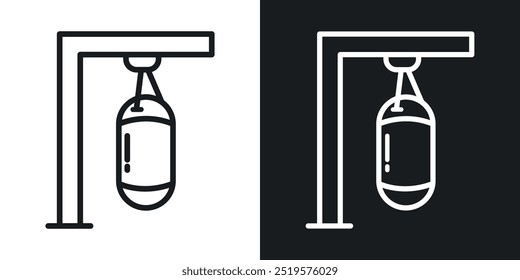 Punching bag black and white icon.