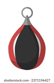 Punching bag for boxing activities, isolated leather sac for training and fighting practice. Competition preparation and sportive working out, sparring and exercising device. Vector in flat style