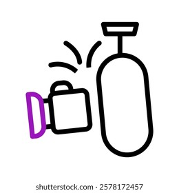 Punching bag and boxing gloves icon flat style