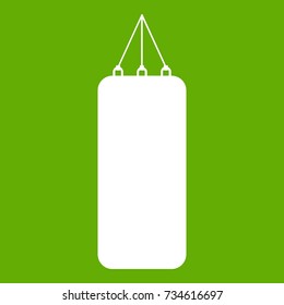 Punching bag for boxing icon white isolated on green background. Vector illustration