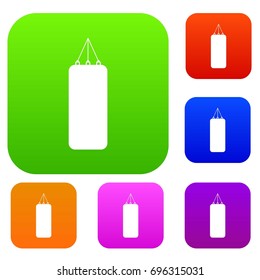 Punching bag for boxing set icon in different colors isolated vector illustration. Premium collection