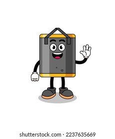 punching bag cartoon doing wave hand gesture , character design