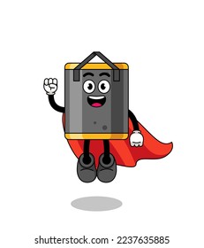 punching bag cartoon with flying superhero , character design